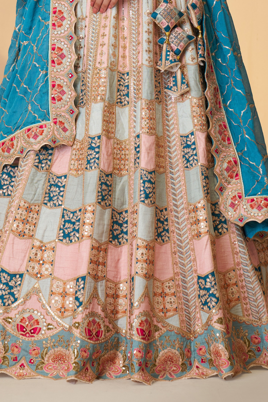 Stylish Party Wear Lehenga Featuring Position Print, Aari & Sequin Embellishments
