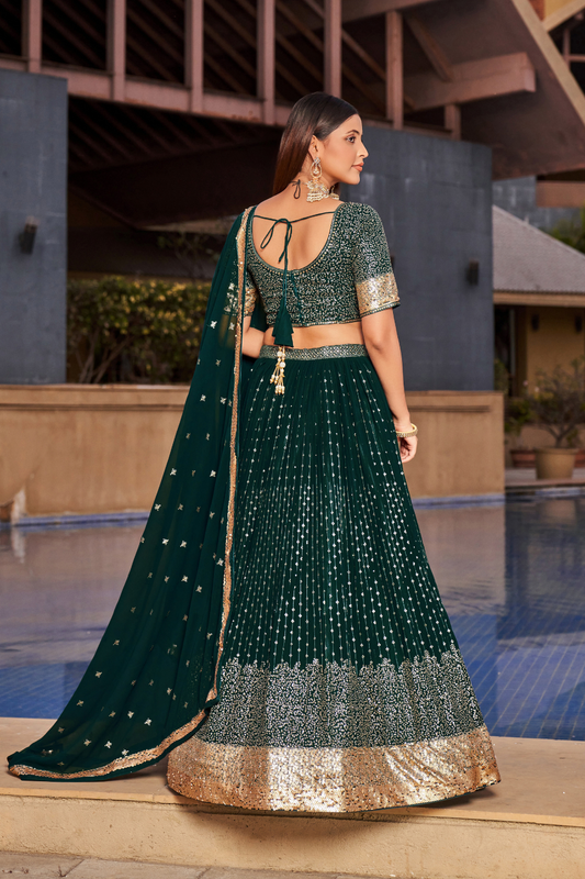 Elegant Digital Printed Ensemble with Sequins, Zari, Thread & Dori Embroidery
