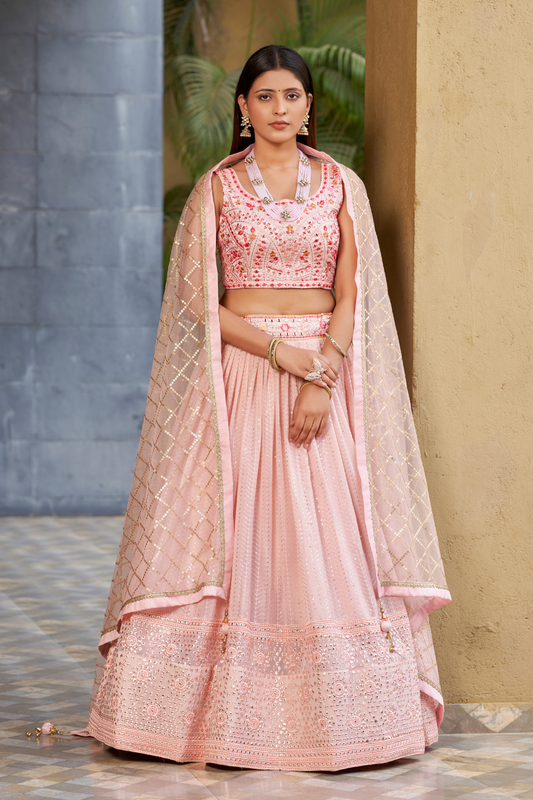 Elegant Digital Printed Ensemble with Sequins, Zari, Thread & Dori Embroidery