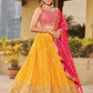 Elegant Digital Printed Ensemble with Sequins, Zari, Thread & Dori Embroidery
