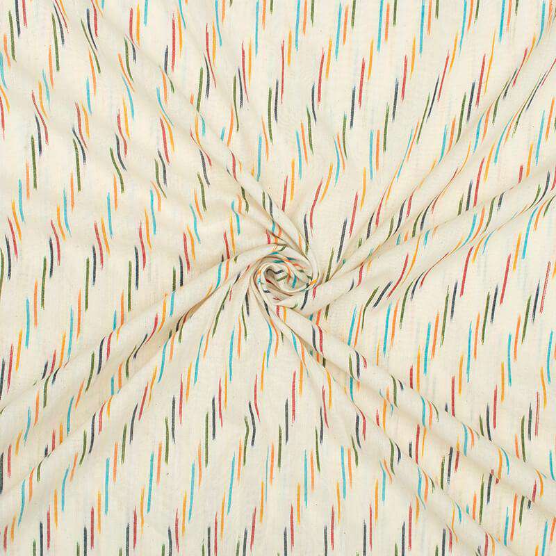 LaVante Fashion White And Multi-Color Stripes Pattern Pre-Washed Ikat Cotton Fabric