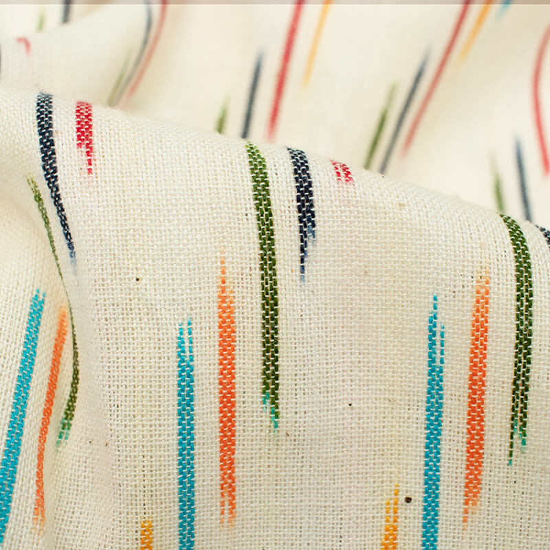 LaVante Fashion White And Multi-Color Stripes Pattern Pre-Washed Ikat Cotton Fabric