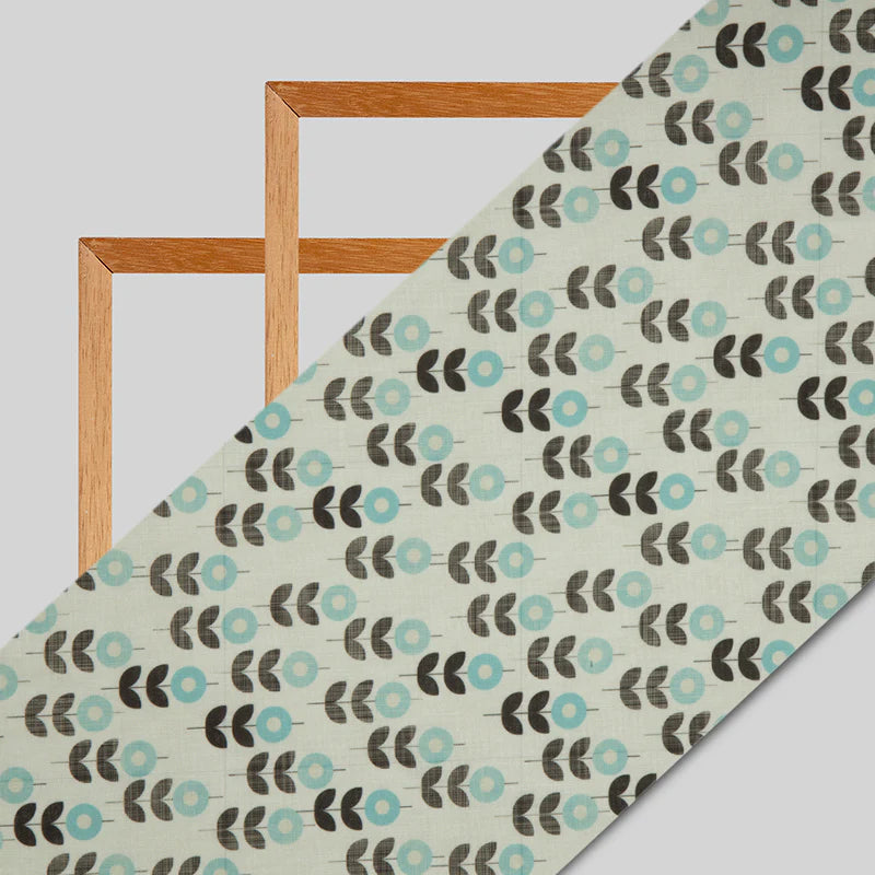 LaVante Fashion Beige Floral Digital Print Linen-Textured Fabric