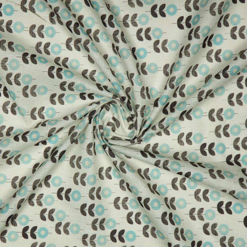 LaVante Fashion Beige Floral Digital Print Linen-Textured Fabric