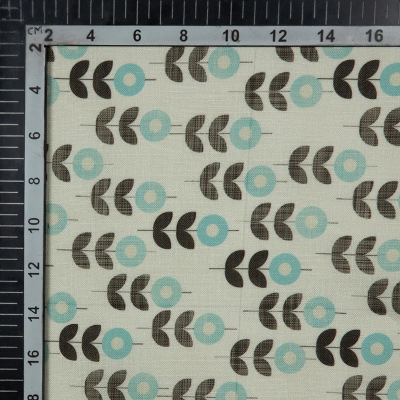 LaVante Fashion Beige Floral Digital Print Linen-Textured Fabric