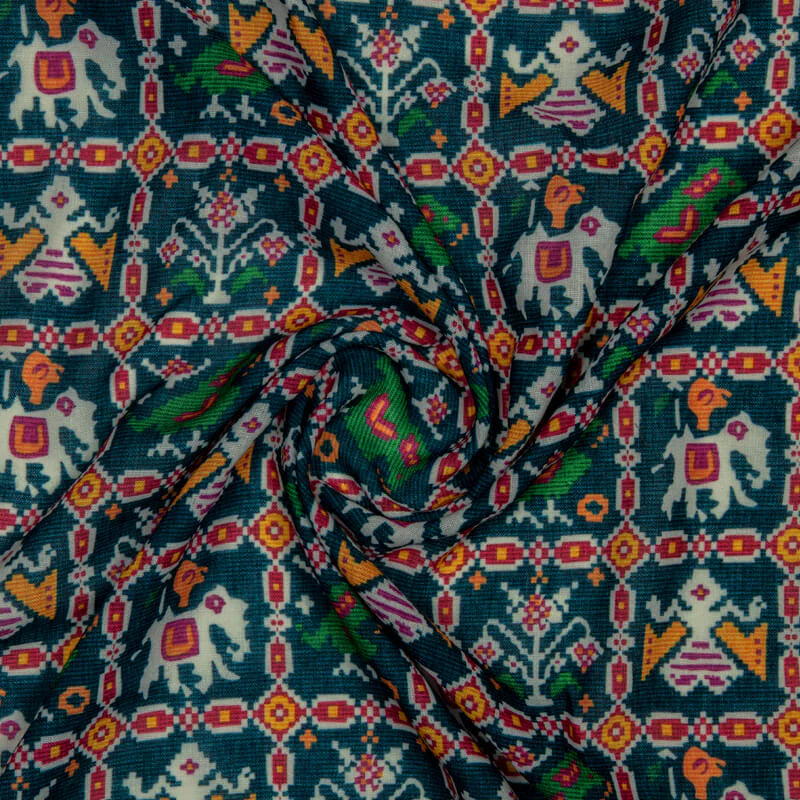 LaVante Fashion Turquoise Patolaa Pattern Digital Print Rayon Fabric