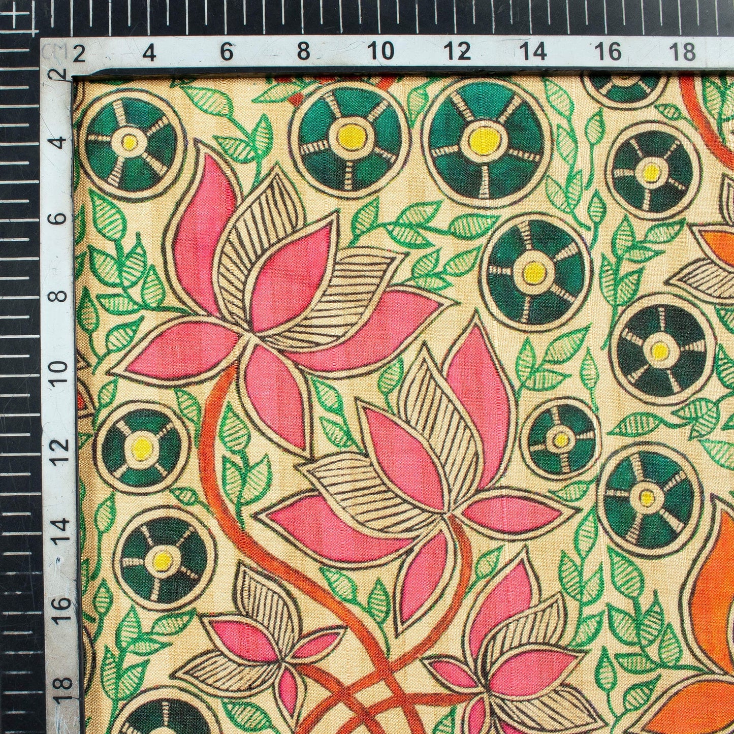 LaVante Fashion Pink And Orange Madhuvanii Pattern Digital Print Art Tusser Silk Fabric