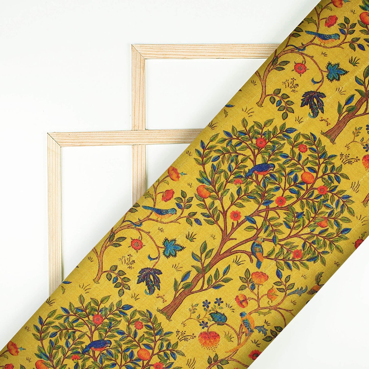 LaVante Fashion Fleaxen Yellow And Orange Madhuvanii Pattern Digital Print Art Tusser Silk Fabric