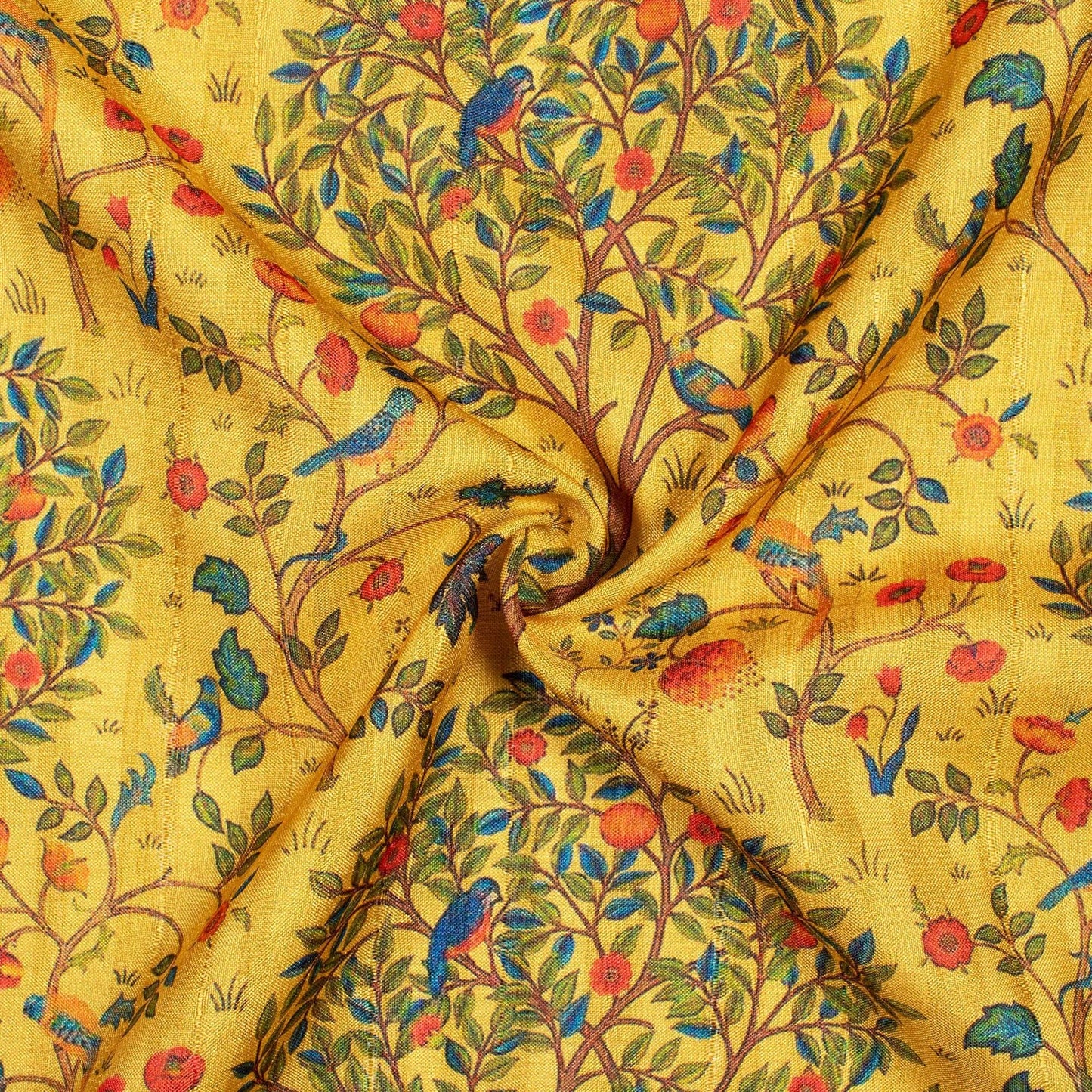 LaVante Fashion Fleaxen Yellow And Orange Madhuvanii Pattern Digital Print Art Tusser Silk Fabric