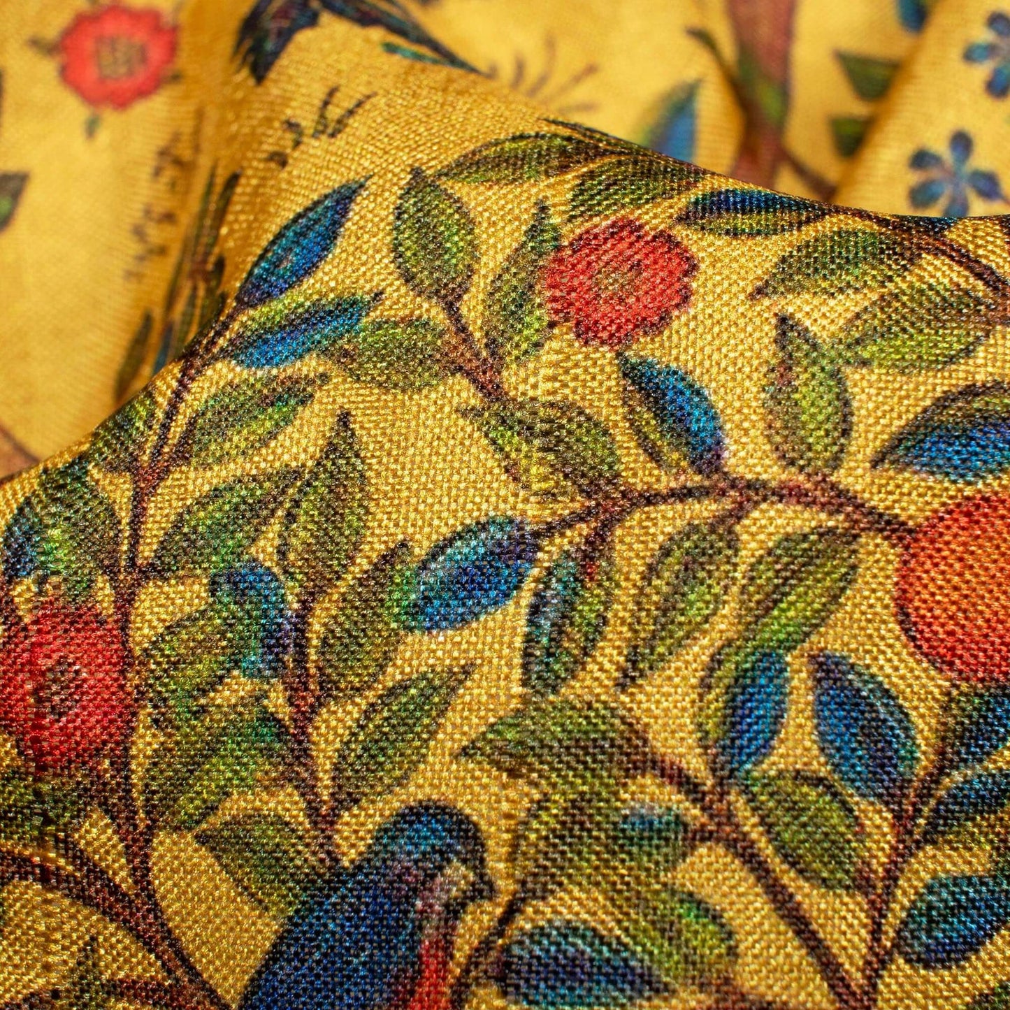 LaVante Fashion Fleaxen Yellow And Orange Madhuvanii Pattern Digital Print Art Tusser Silk Fabric