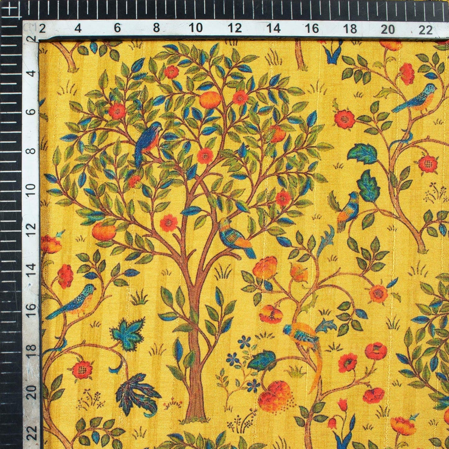LaVante Fashion Fleaxen Yellow And Orange Madhuvanii Pattern Digital Print Art Tusser Silk Fabric