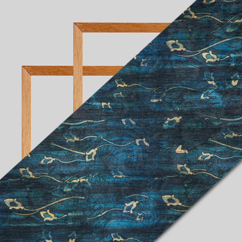 LaVante Fashion Dark Blue Floral Digital Print Chanderi Fabric