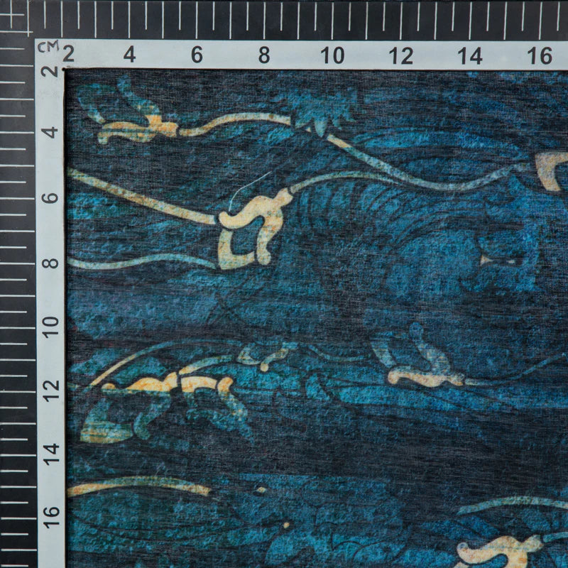 LaVante Fashion Dark Blue Floral Digital Print Chanderi Fabric