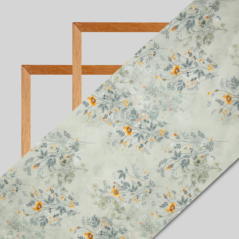 LaVante Fashion Beige Floral Digital Print Chanderi Fabric