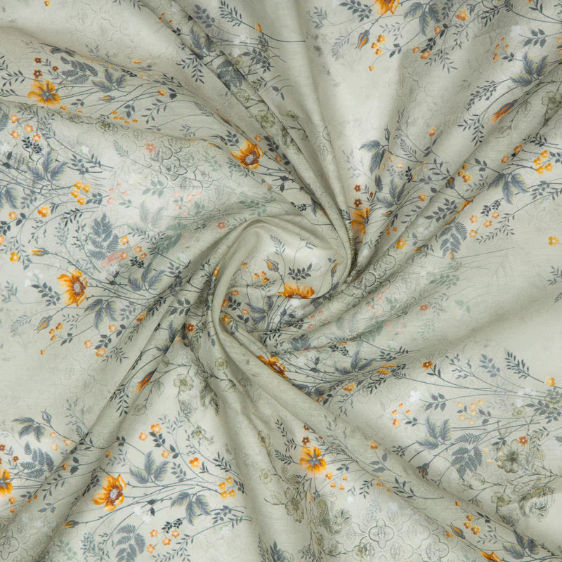 LaVante Fashion Beige Floral Digital Print Chanderi Fabric