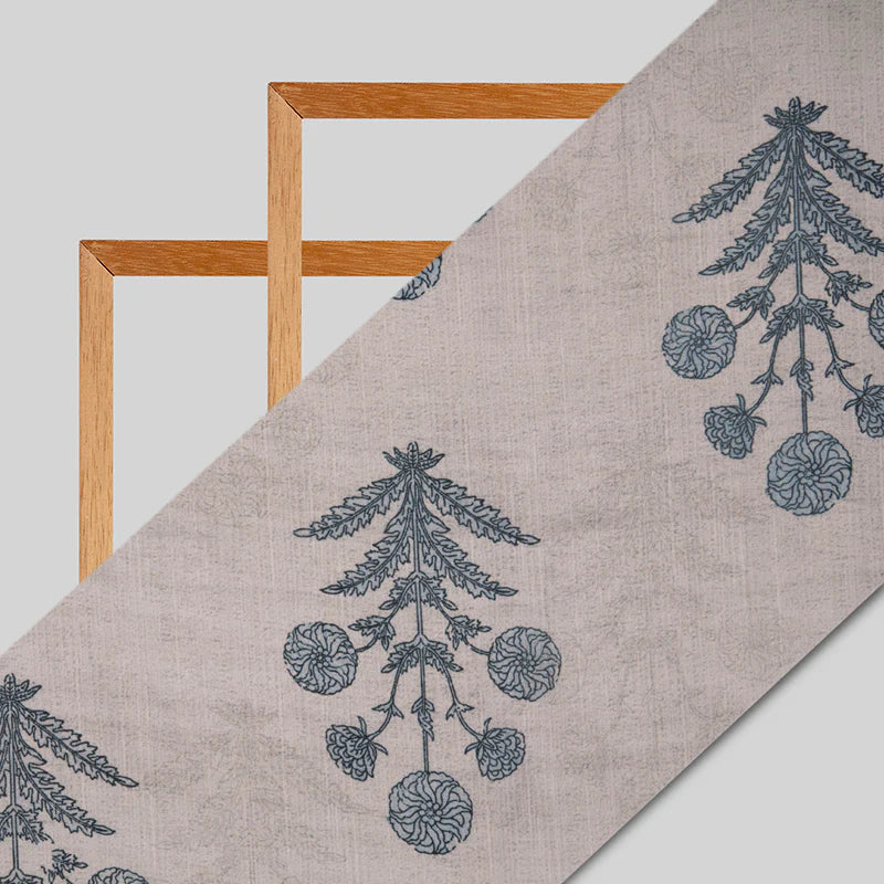 LaVante Fashion Light Grey Mugal Floral Digital Print Gerogette Satin Fabric