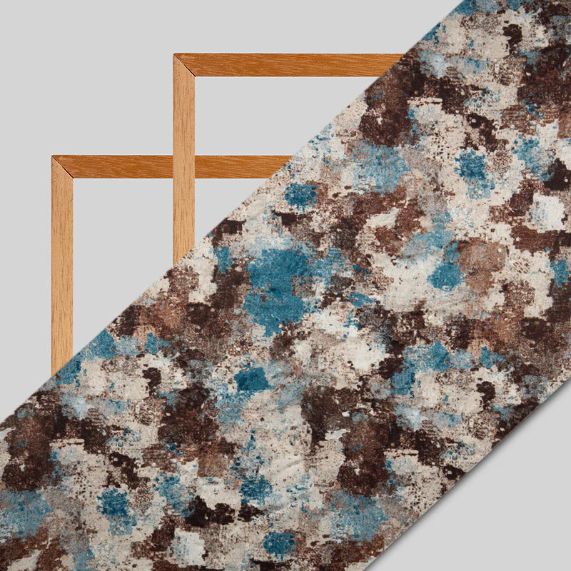 LaVante Fashion Brown Abstract Digital Print Japan Satin Fabric