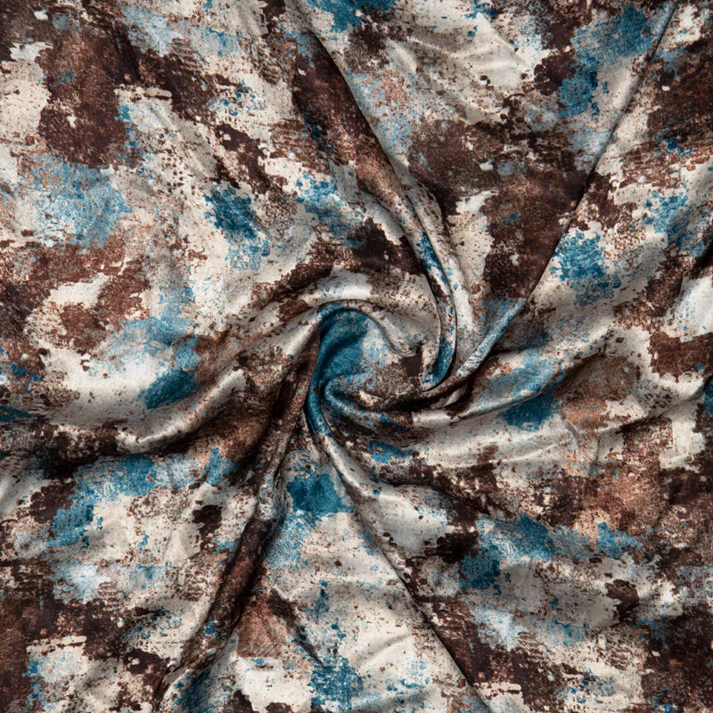 LaVante Fashion Brown Abstract Digital Print Japan Satin Fabric