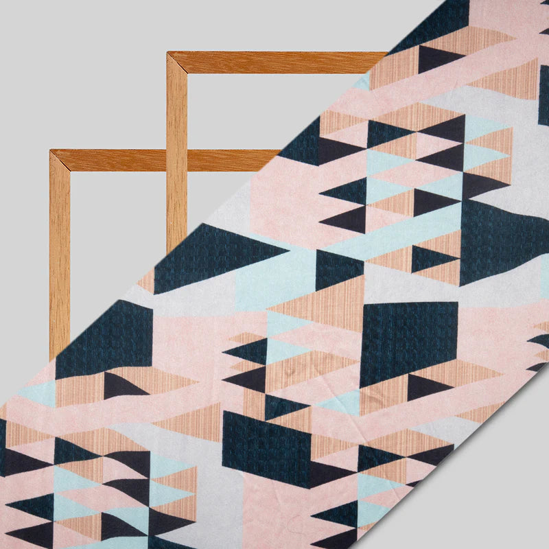 LaVante Fashion Peach Geometrical Digital Print Japan Satin Fabric