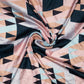 LaVante Fashion Peach Geometrical Digital Print Japan Satin Fabric