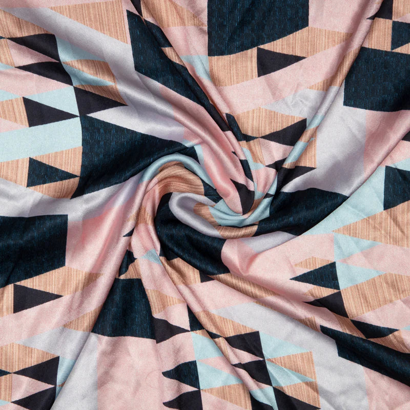 LaVante Fashion Peach Geometrical Digital Print Japan Satin Fabric