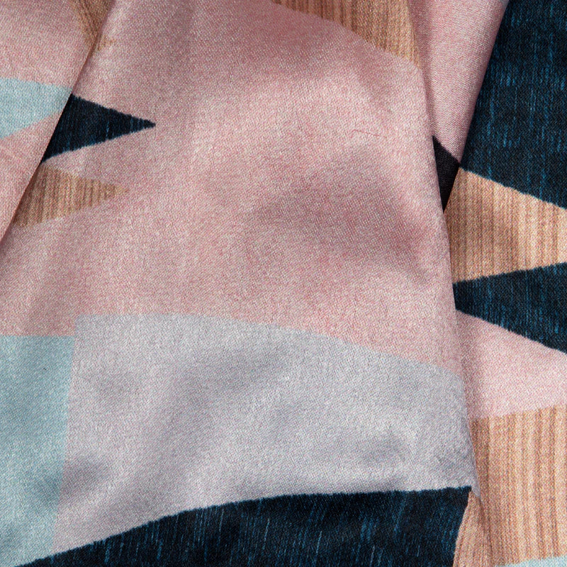 LaVante Fashion Peach Geometrical Digital Print Japan Satin Fabric