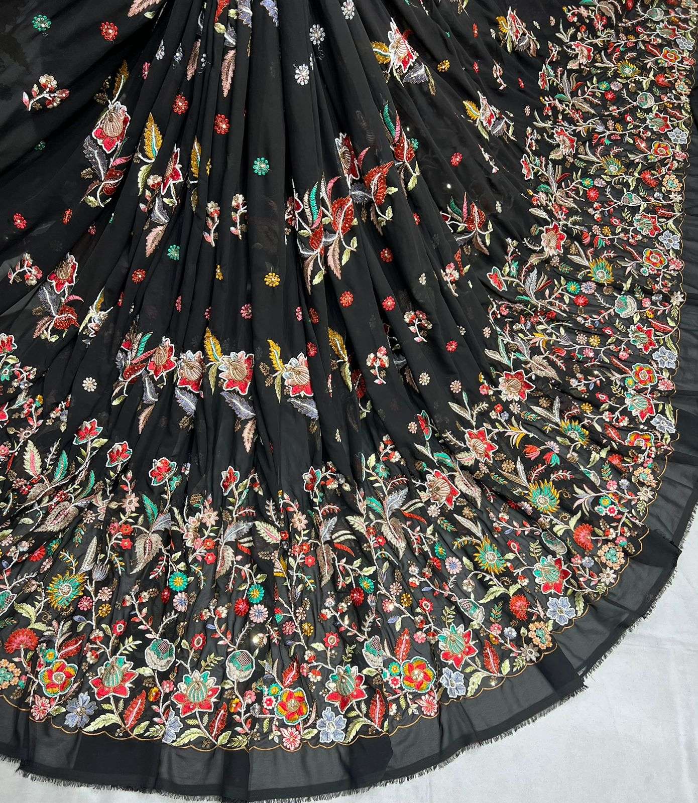 LaVante Fashion  A40 Dyeable Georgette Fabric with Embroidery Work