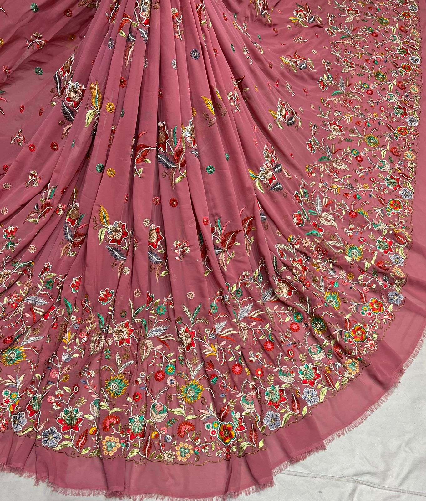 LaVante Fashion  A40 Dyeable Georgette Fabric with Embroidery Work