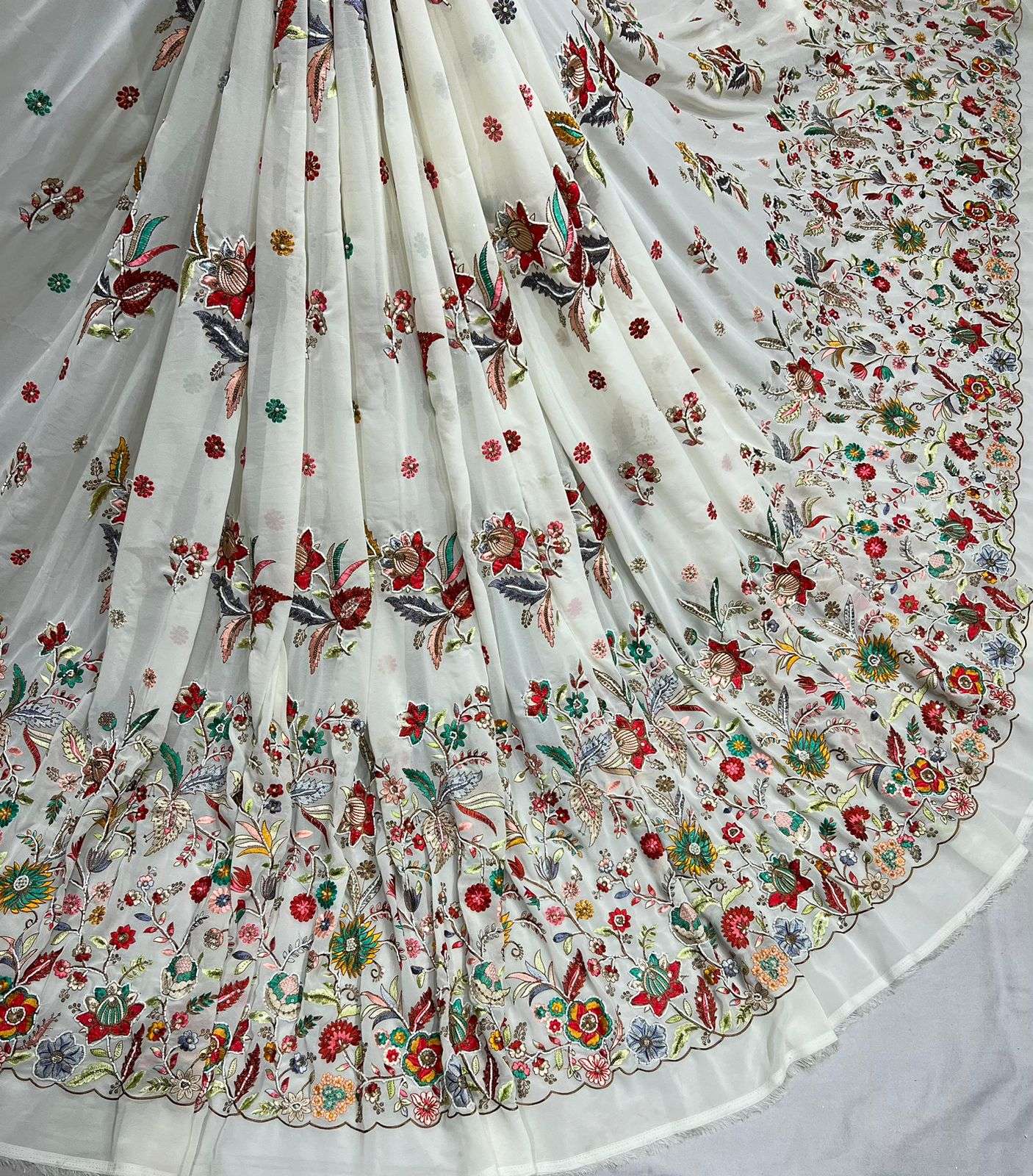 LaVante Fashion  A40 Dyeable Georgette Fabric with Embroidery Work