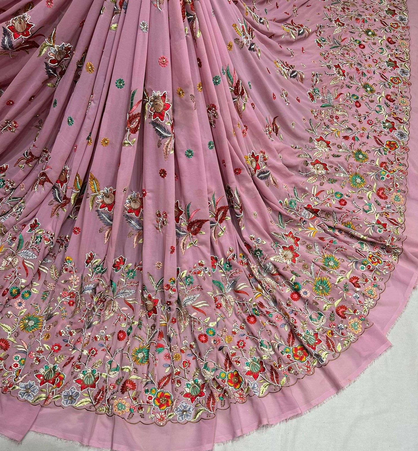 LaVante Fashion  A40 Dyeable Georgette Fabric with Embroidery Work