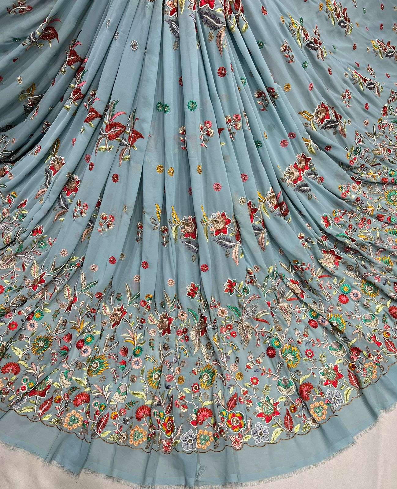 LaVante Fashion  A40 Dyeable Georgette Fabric with Embroidery Work
