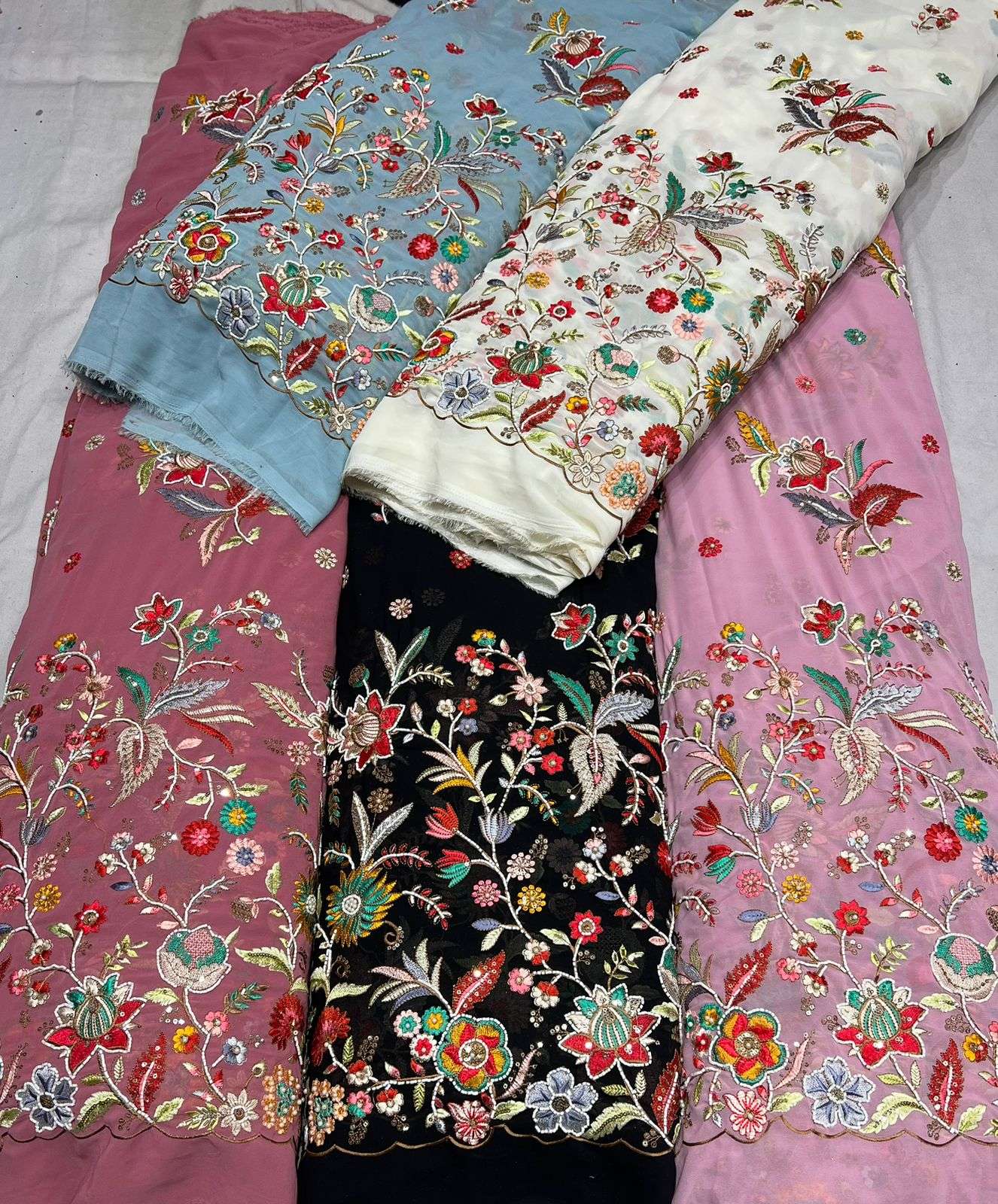 LaVante Fashion  A40 Dyeable Georgette Fabric with Embroidery Work