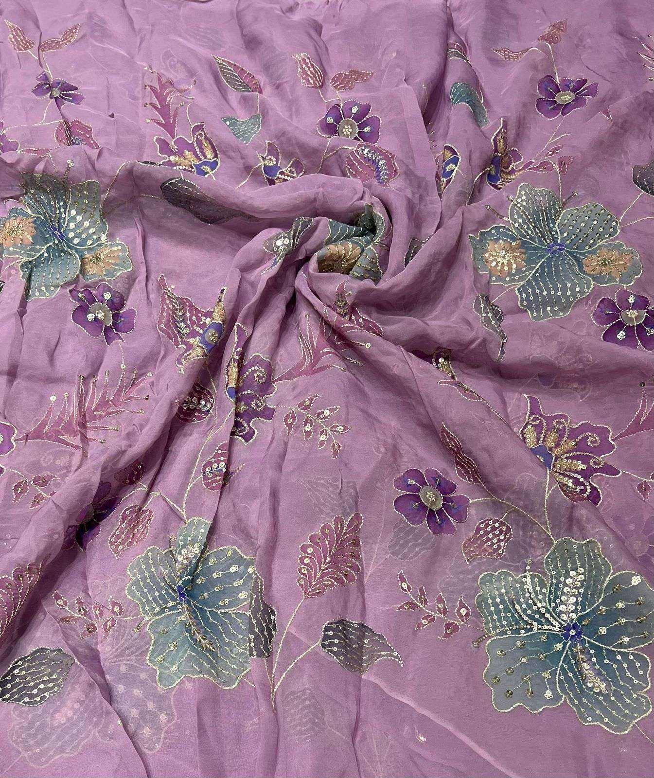 LaVante Fashion A509 Position Print Embroidery Work Designer Pure Organza Fabric