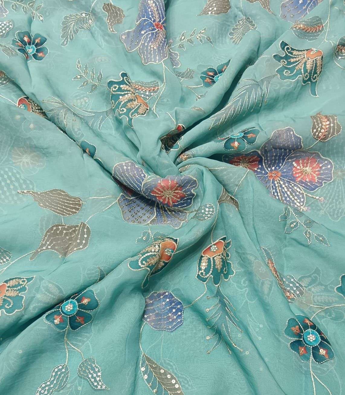 LaVante Fashion A509 Position Print Embroidery Work Designer Pure Organza Fabric