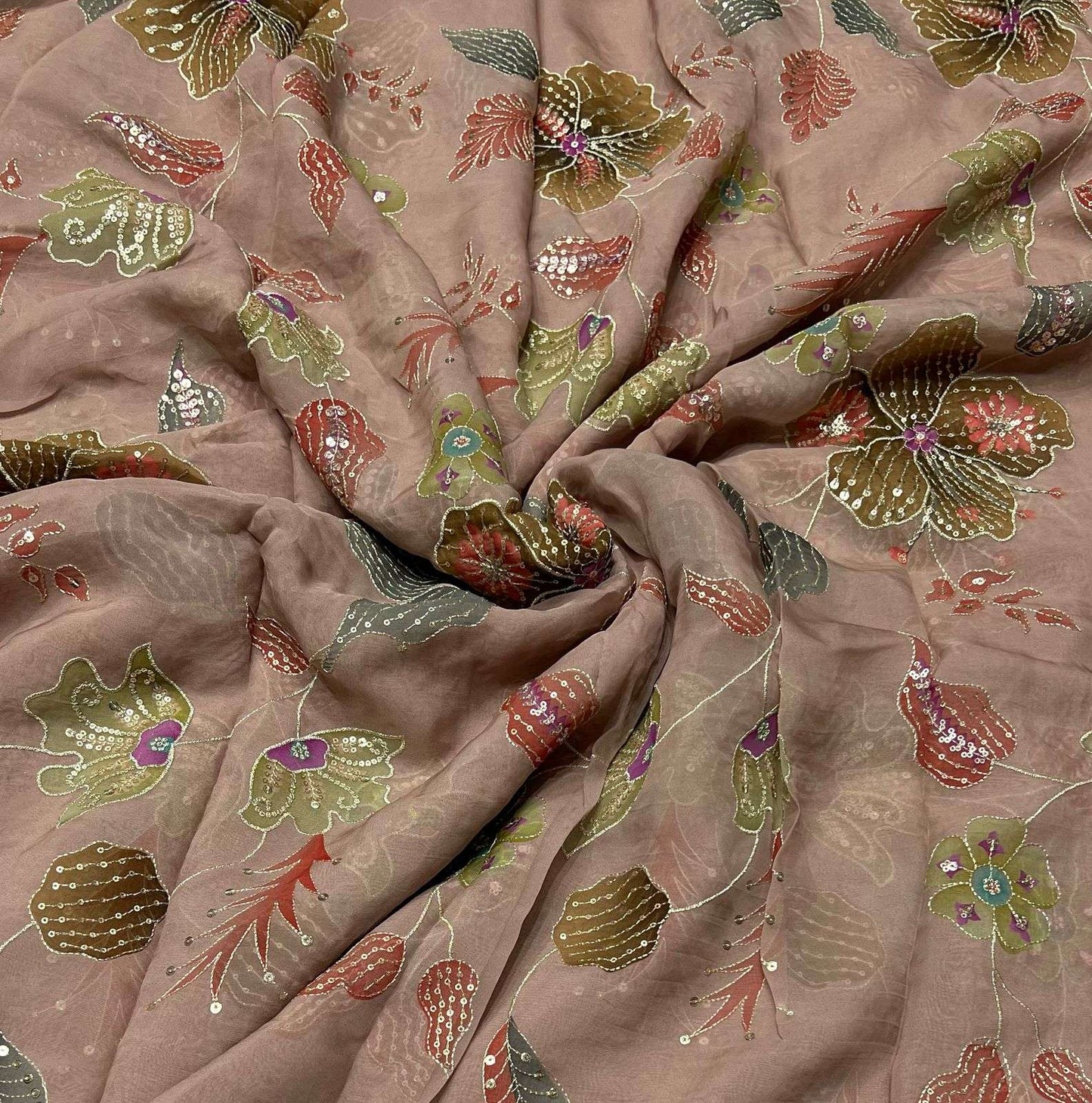 LaVante Fashion A509 Position Print Embroidery Work Designer Pure Organza Fabric