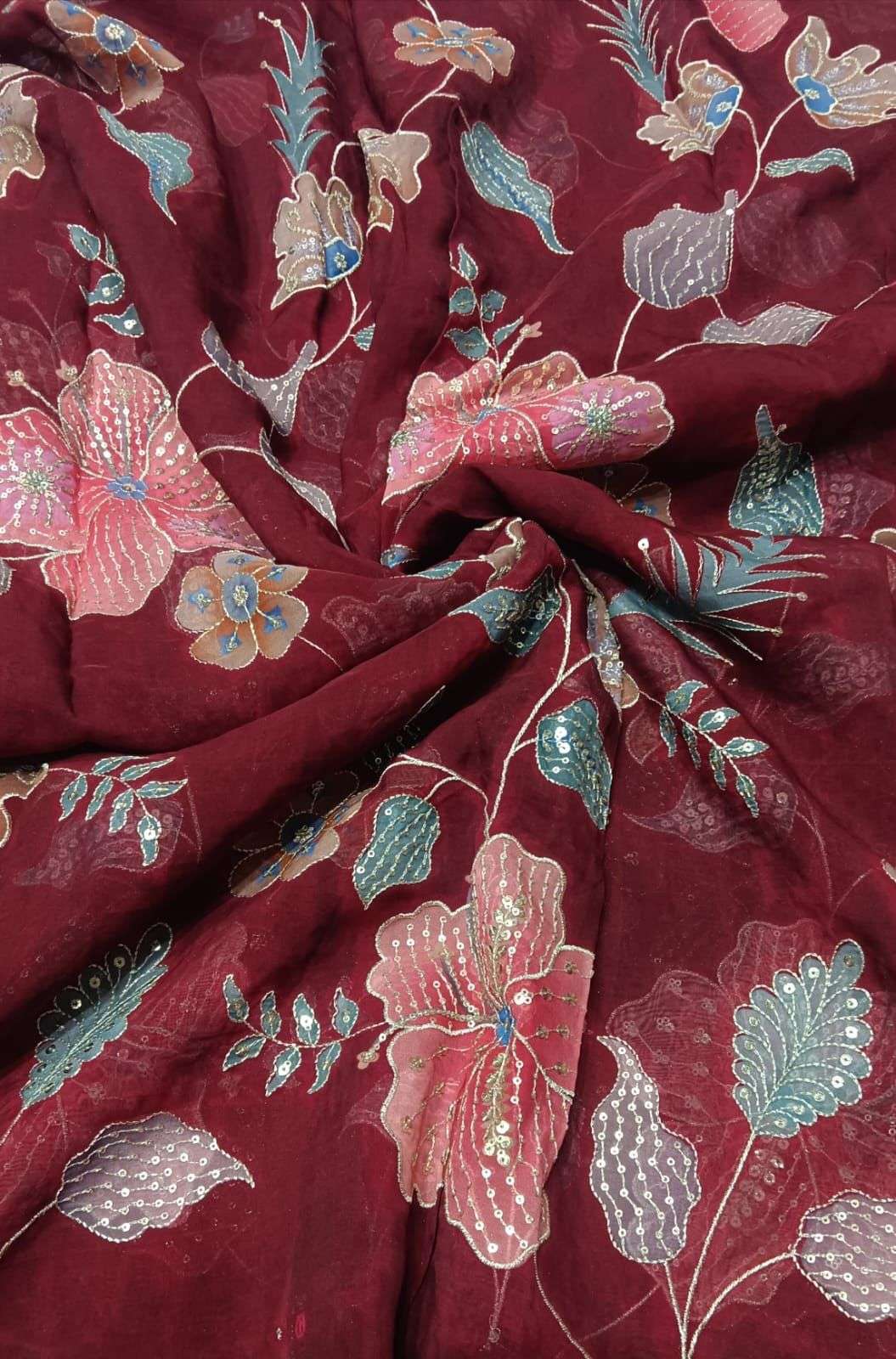 LaVante Fashion A509 Position Print Embroidery Work Designer Pure Organza Fabric
