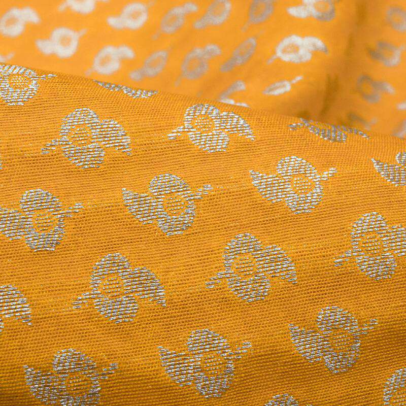 LaVante Fashion Yellow Booti Pattern Zari Jacquard Banarasi Taffeta Silk Fabric