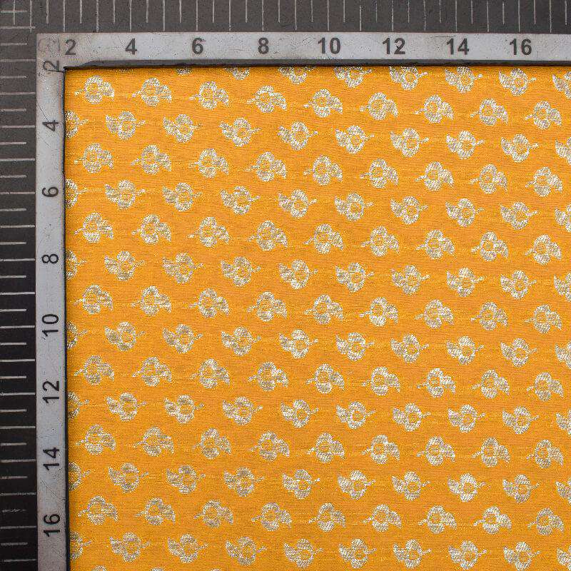 LaVante Fashion Yellow Booti Pattern Zari Jacquard Banarasi Taffeta Silk Fabric