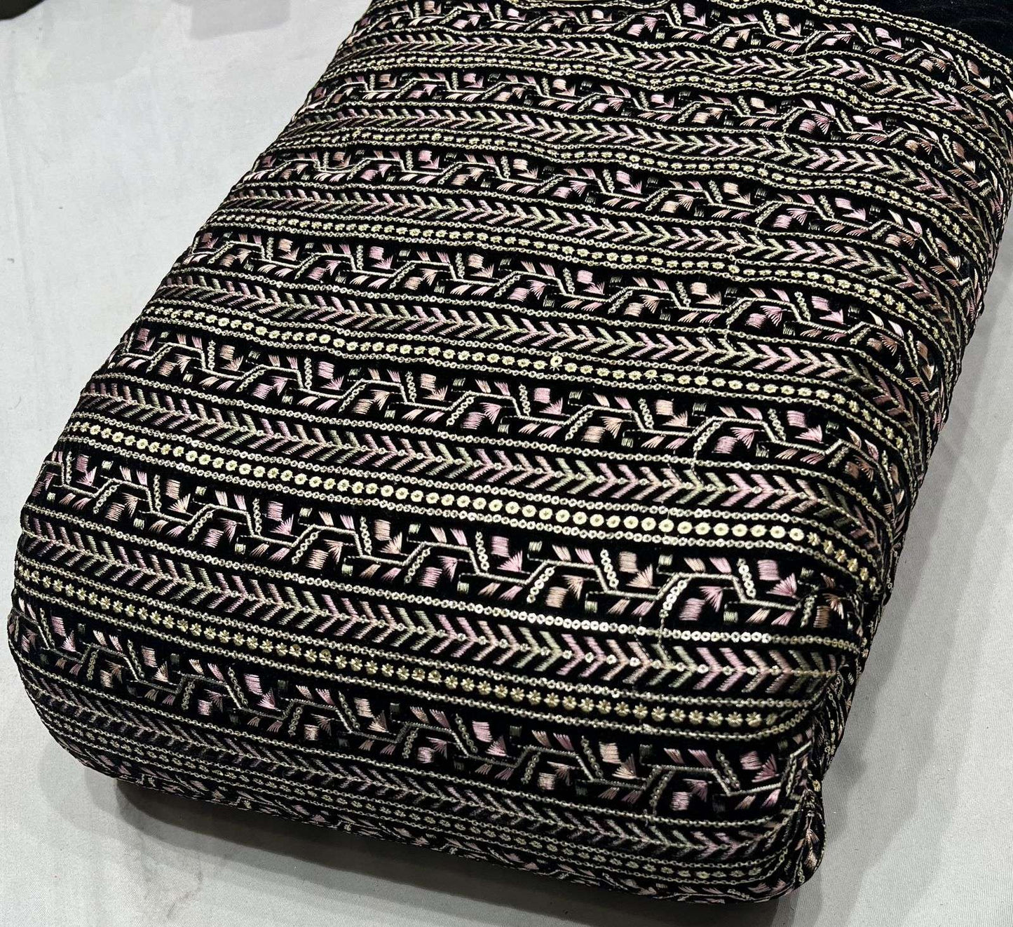 LaVante Fashion A60 Multi Thread Micro Embroidered Velvet Fabric