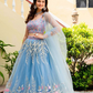 Premium Light Blue Lehenga Set with Elegant Net Dupatta
