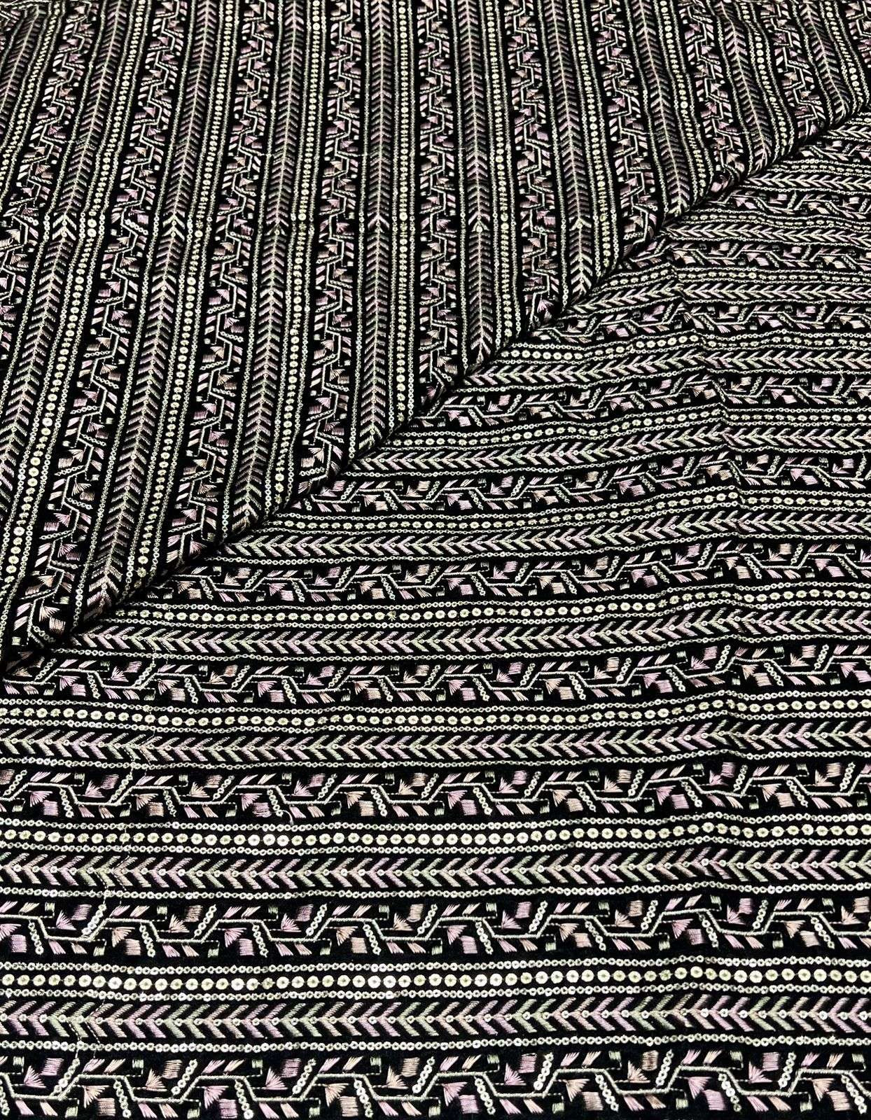 LaVante Fashion A60 Multi Thread Micro Embroidered Velvet Fabric