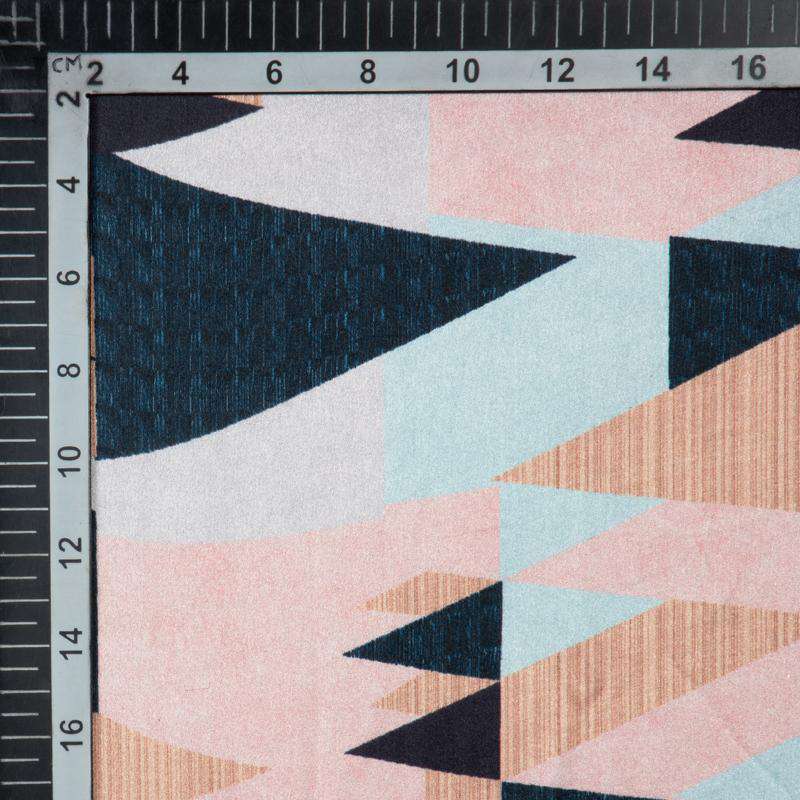 LaVante Fashion Peach Geometrical Digital Print Japan Satin Fabric