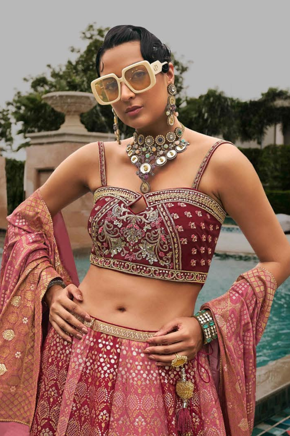 Graceful Pink Silk Embroidered Bridal Lehenga Choli - LaVante Fashion