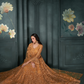 Gold Net Lehenga With Intricate Embroidery For Special Occasions