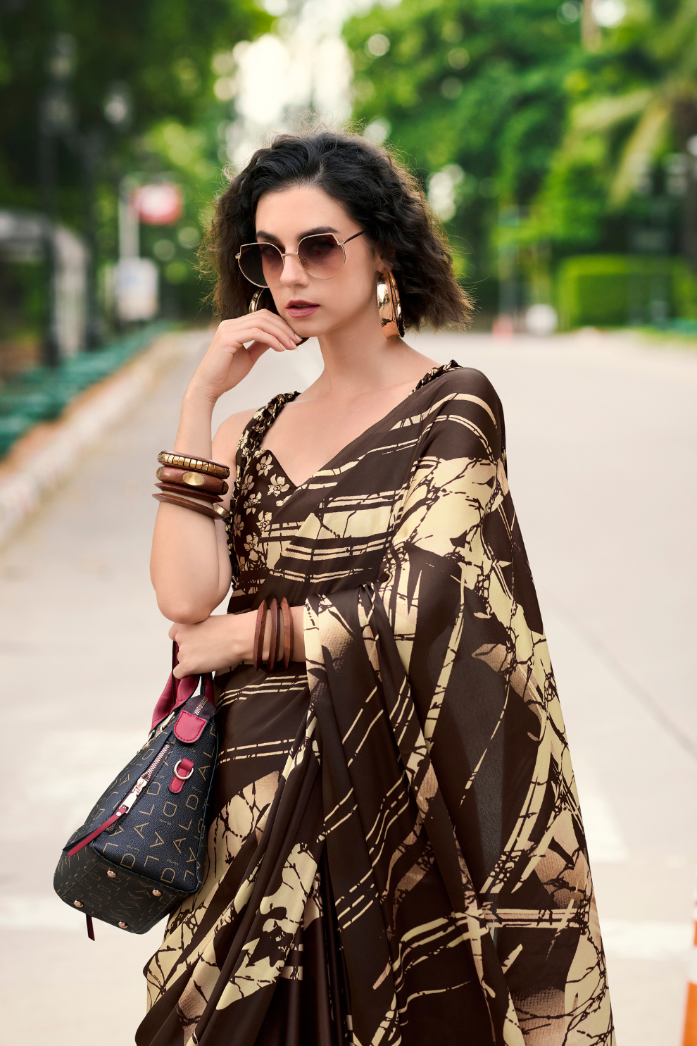 Premium Japan Satin Silk Saree – Smooth, Heavy-Drape & Luxurious Feel - LaVante Fashion