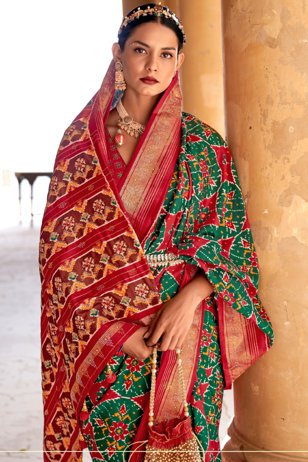Artisanal Patola Silk Saree with Elegant Tassel Touch