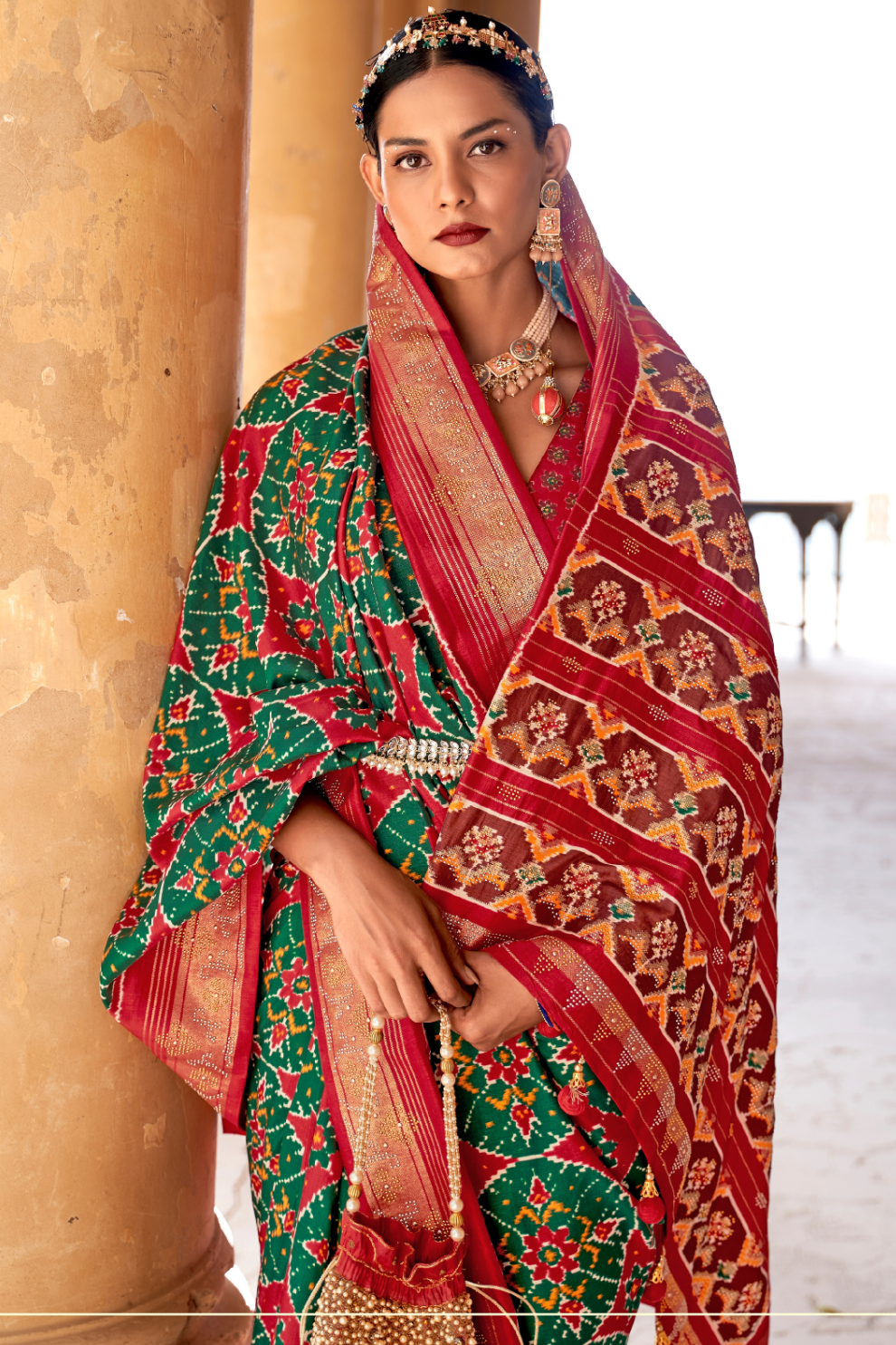 Artisanal Patola Silk Saree with Elegant Tassel Touch
