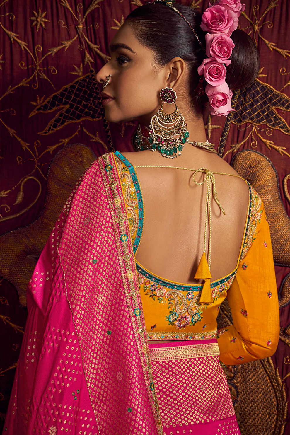 Pure Viscose Dola Saree With Handwork Blouse & Fancy Lace