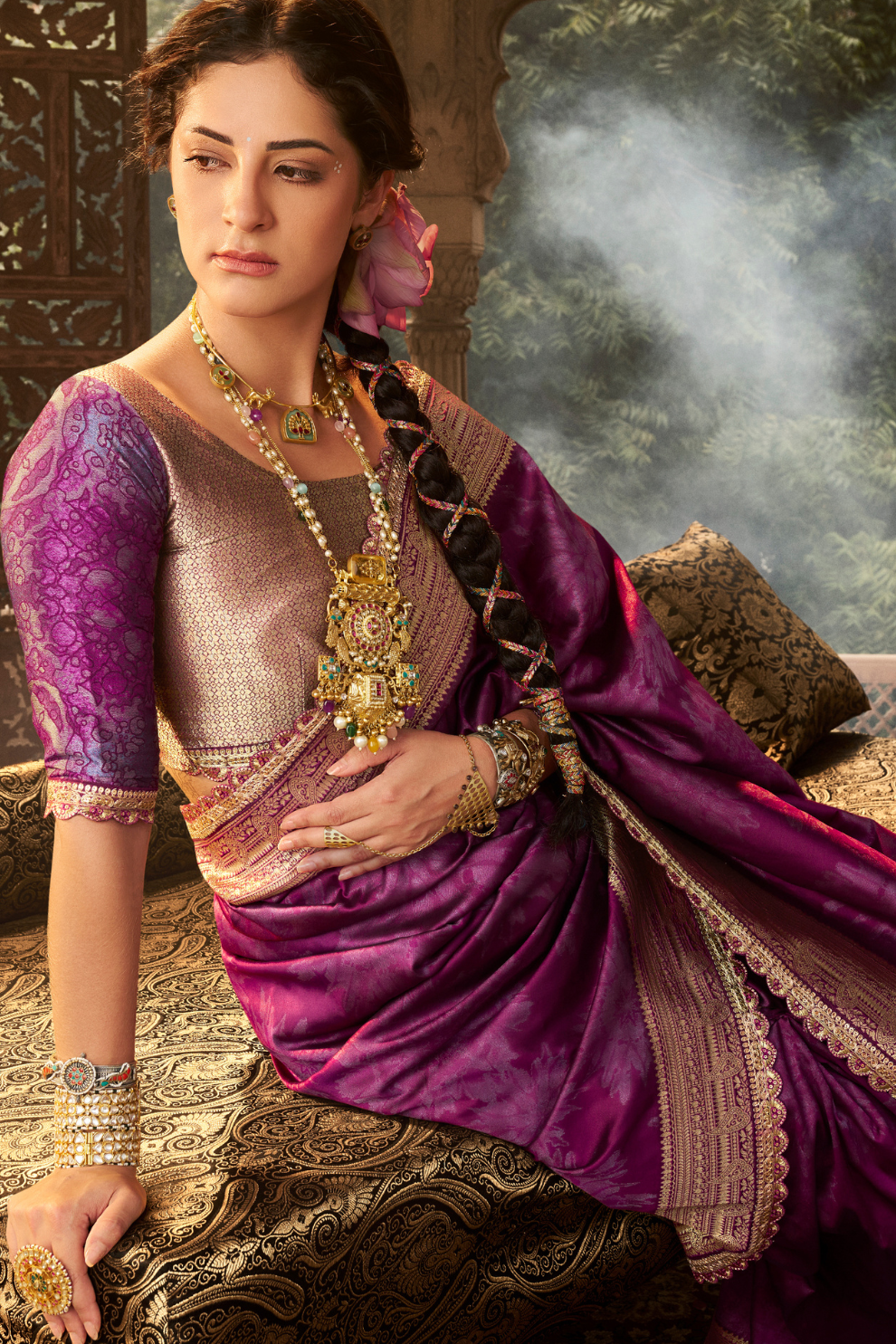 Soft Banarasi Silk Saree with Fancy Fabric - LaVante Fashion