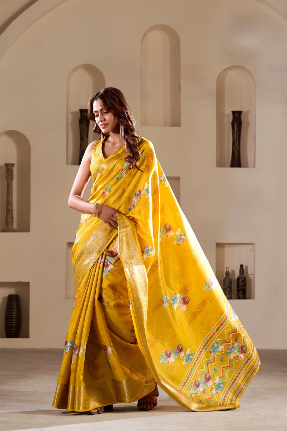 Soft Dola Silk with Foil Print and Dusty Color Matching - LaVante Fashion